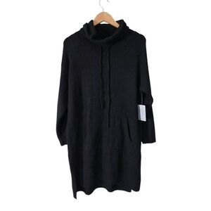 STITCHDROP Heather Black Turtleneck Sweater‎ Dress Kangaroo Pocket  Size L NEW